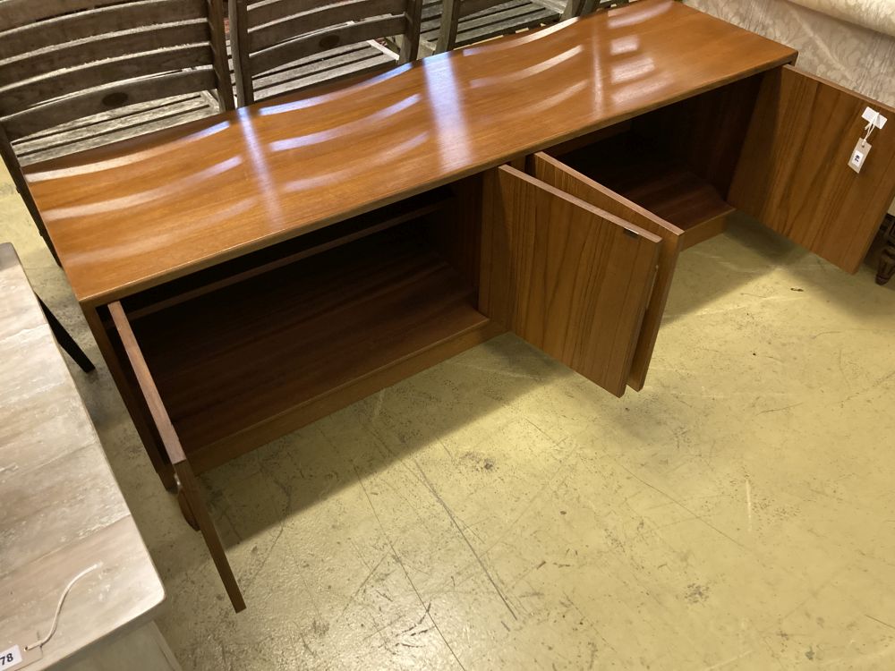 A G plan teak four door low cabinet, width 162cm, depth 46cm, height 53cm